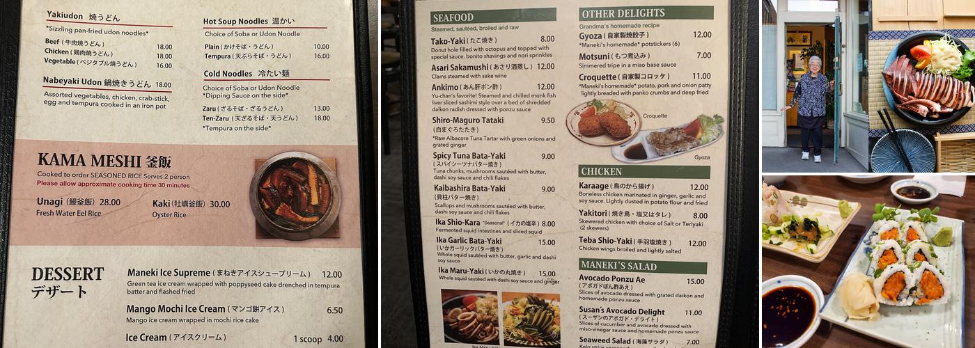 Maneki Restaurant Menu