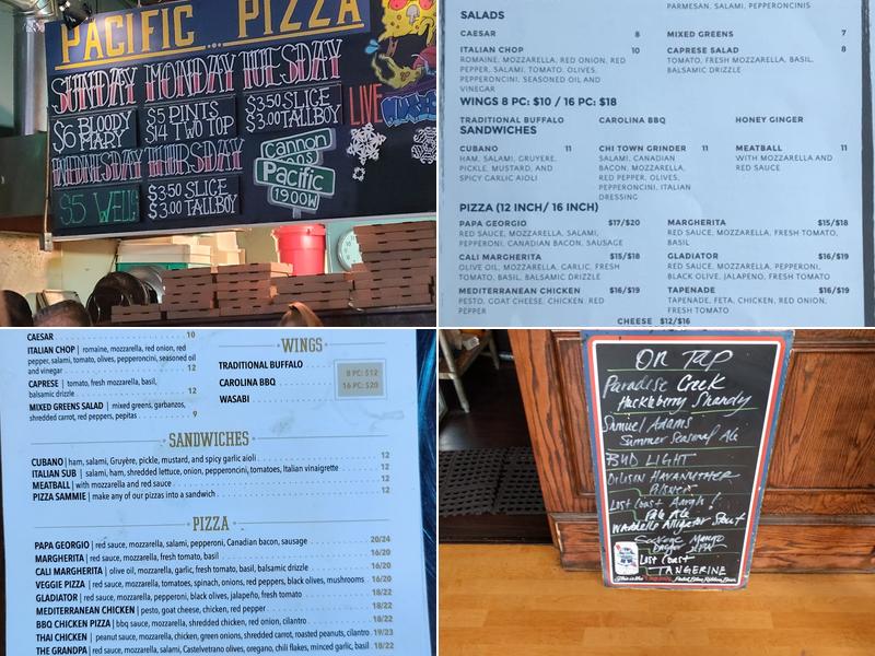 Pacific Pizza Menu