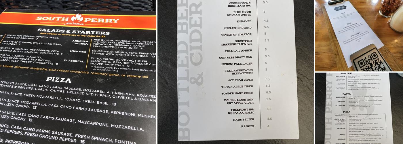 South Perry Pizza Menu
