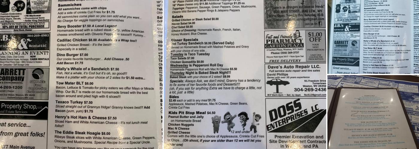 The Service Station Menu