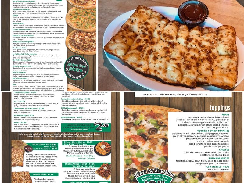 Pizza Pipeline Menu