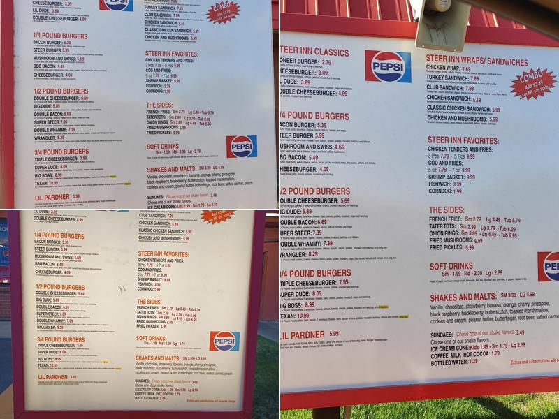 Steer Inn Menu