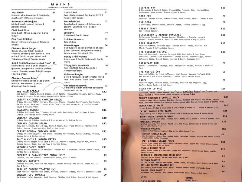 Waves Coffee Shop & Bistro Menu