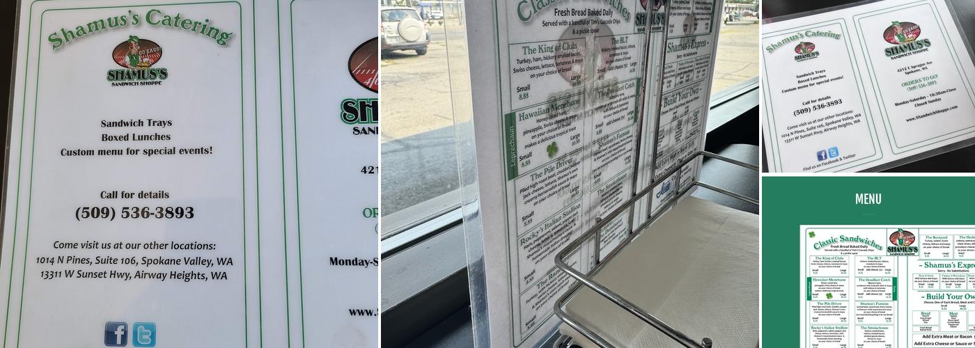 Shamus's Sandwich Shoppe Menu