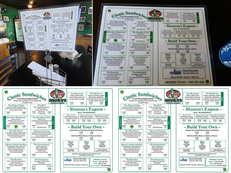 Shamus's Sandwich Shoppe Menu