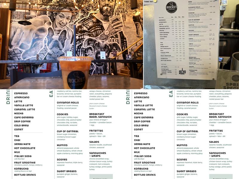 Rocket Bakery Menu