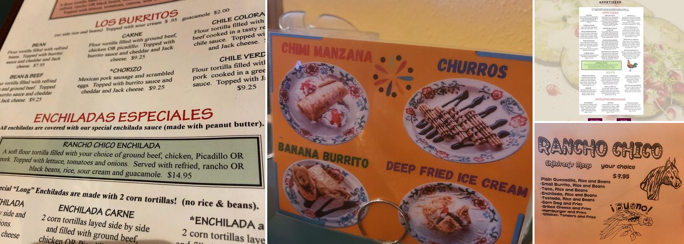 Rancho Chico Menu