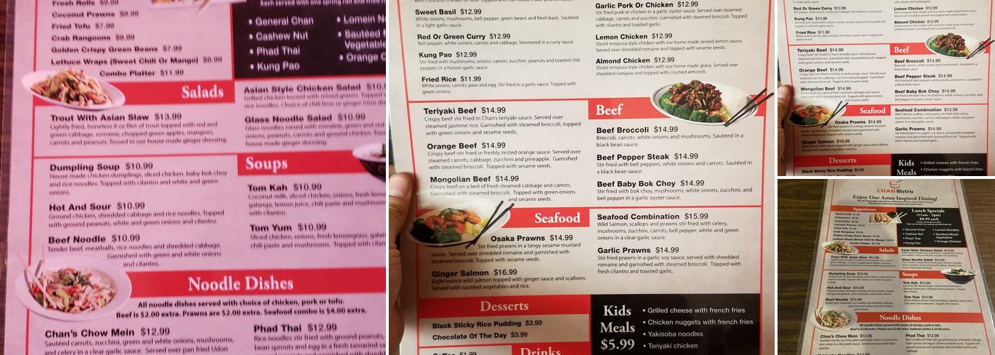 Chan Bistro Menu