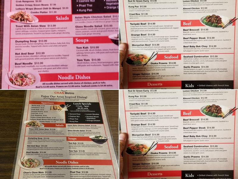 Chan Bistro Menu