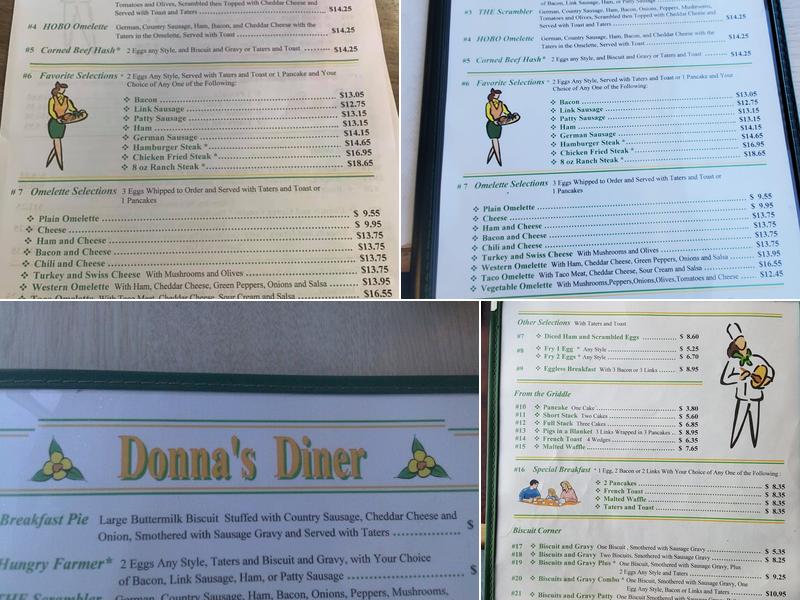 Donna's Diner Menu