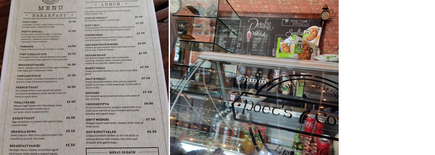 Poets Corner Cafe Menu