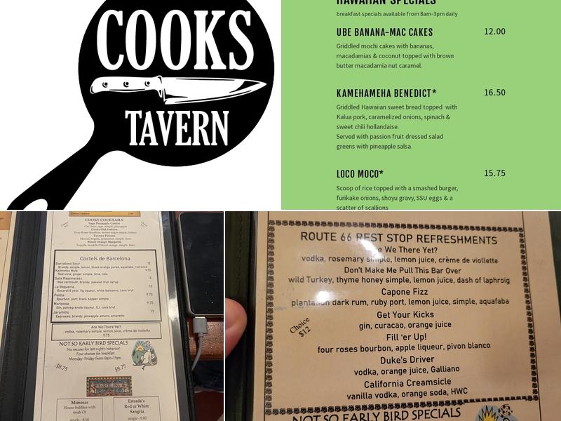 Cooks Tavern Menu