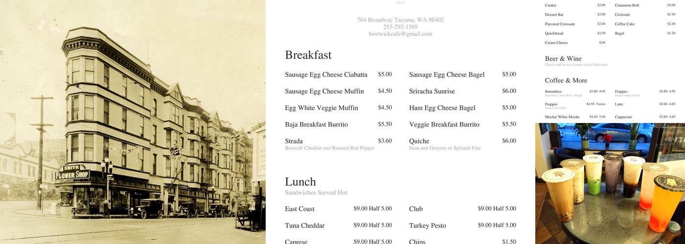 Cafe Bostwick Menu