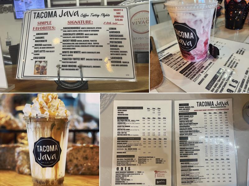 Tacoma Java Co. Menu