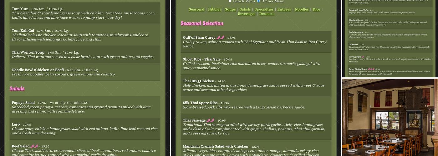 Silk Thai Cafe Menu