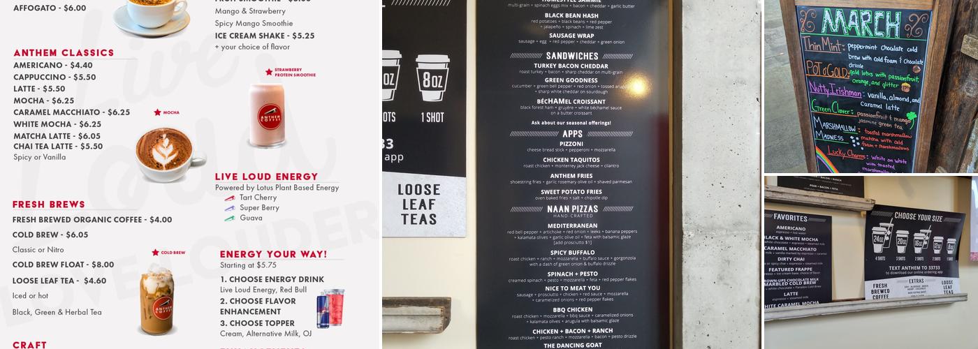 Anthem Coffee & Tea | Tacoma Menu