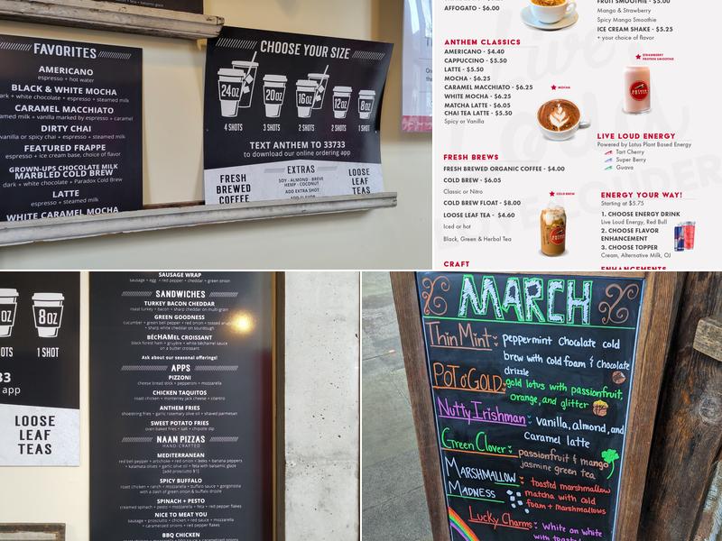 Anthem Coffee & Tea | Tacoma Menu