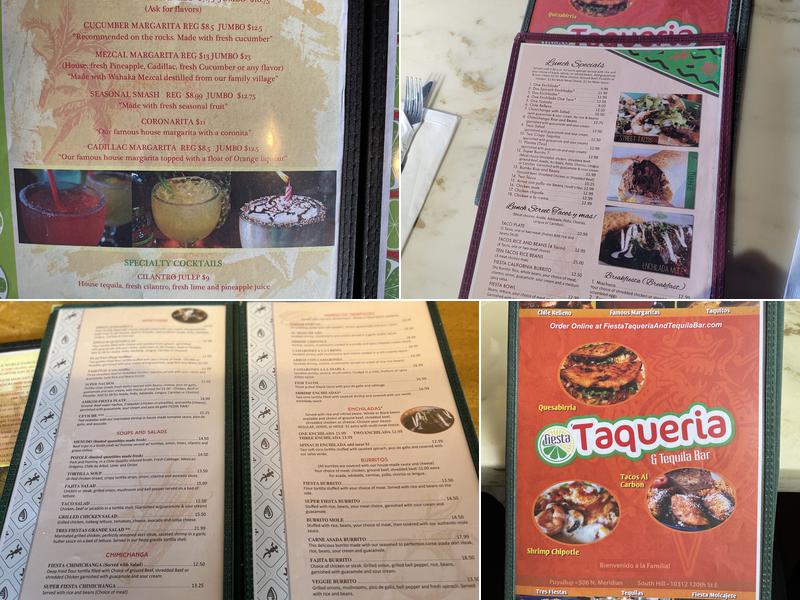 Fiesta Taqueria & Tequila Bar Downtown Menu