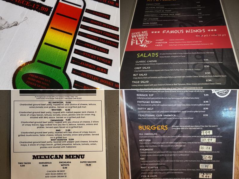 Flying Boots & Wings Menu