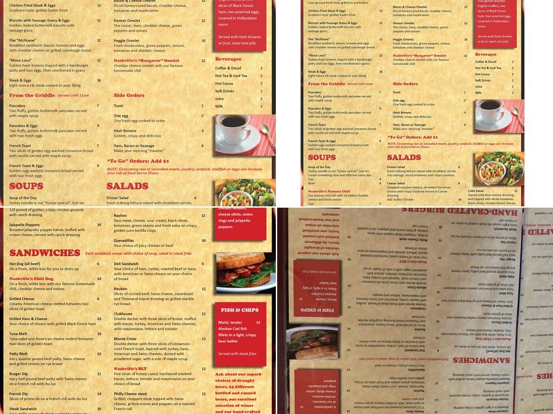 Nashville's Sports Bar & Grill Menu