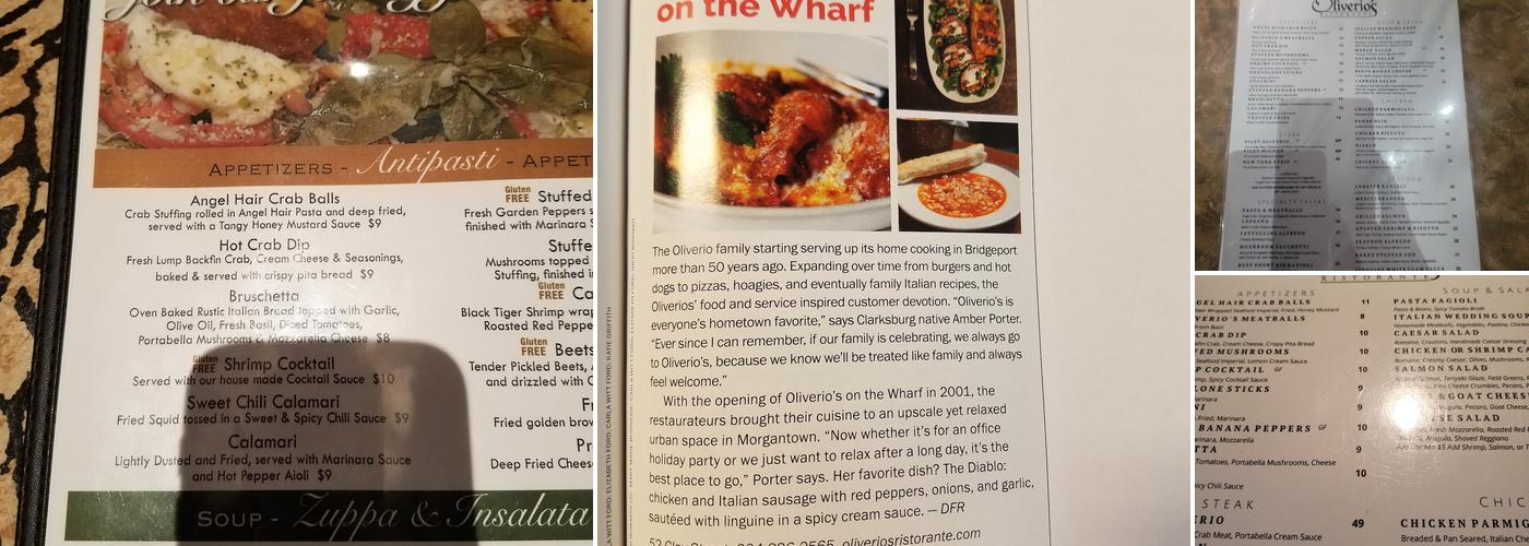 Oliverio's Ristorante On The Wharf Menu