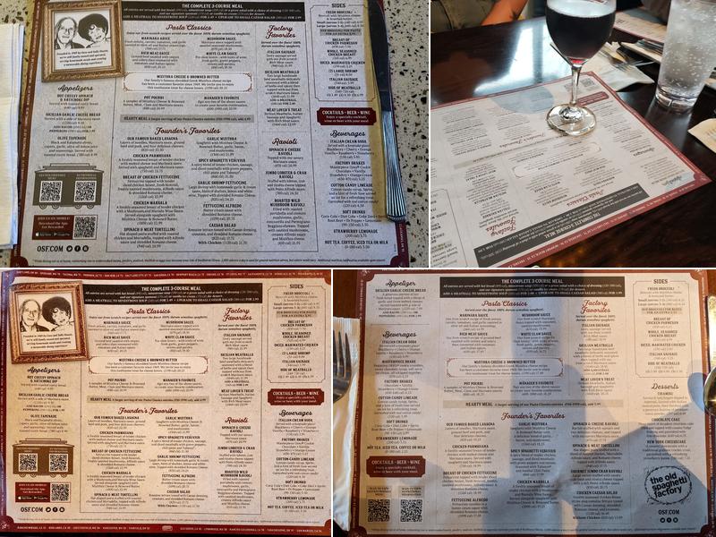 The Old Spaghetti Factory Menu