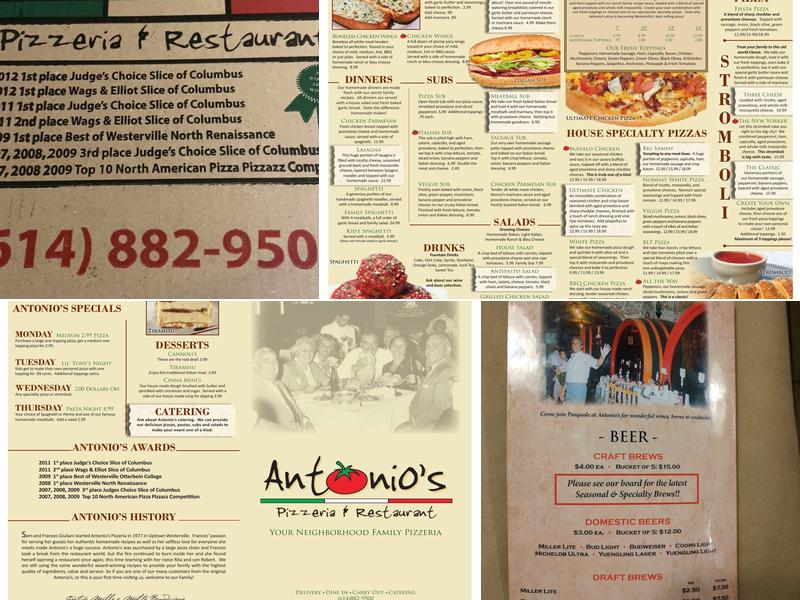 Antonio's Menu