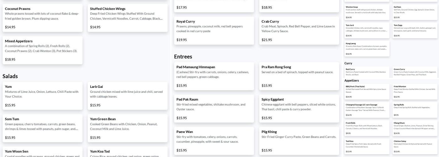 Thai Pepper Menu