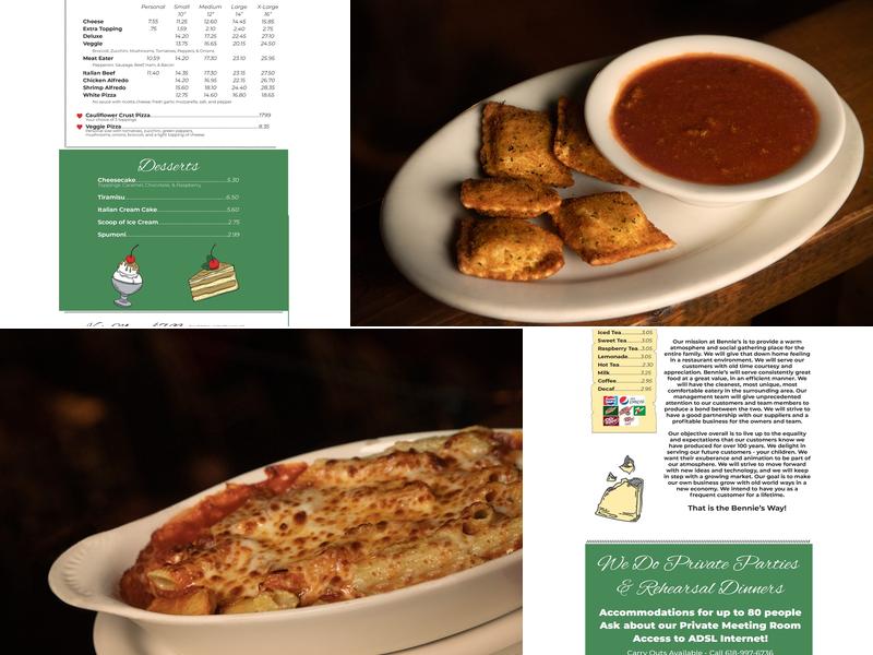 Bennie's Italian Foods Menu