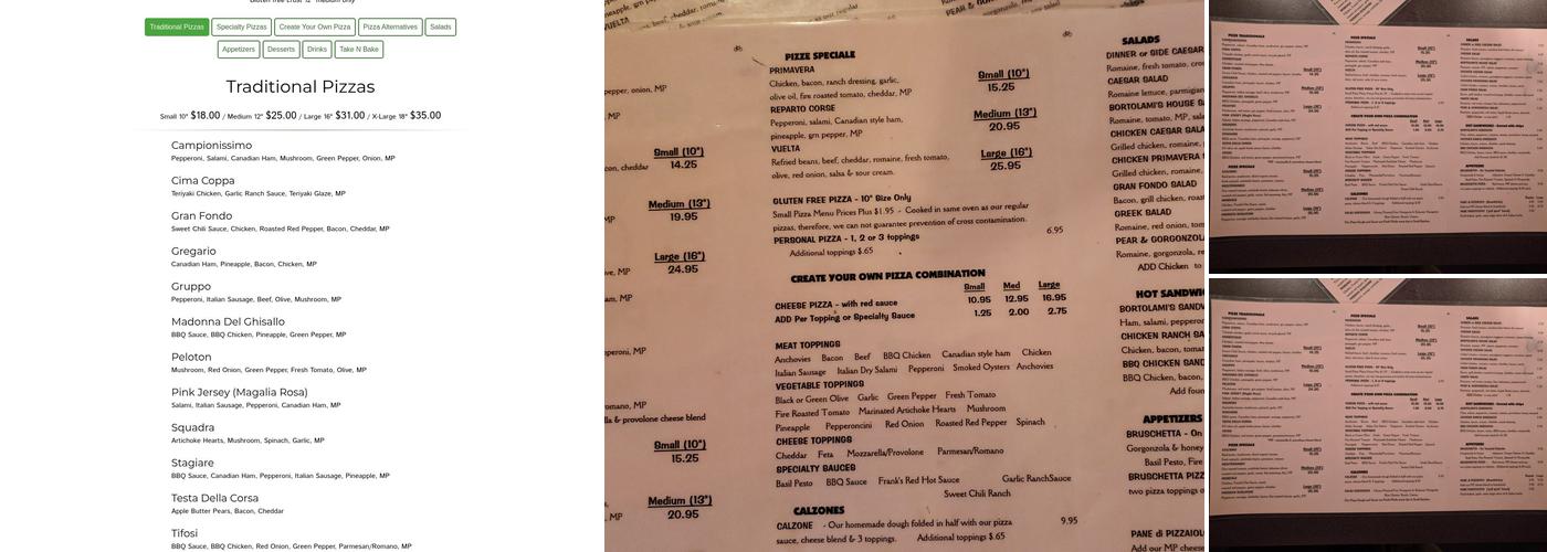 Bortolami's Pizzeria Menu