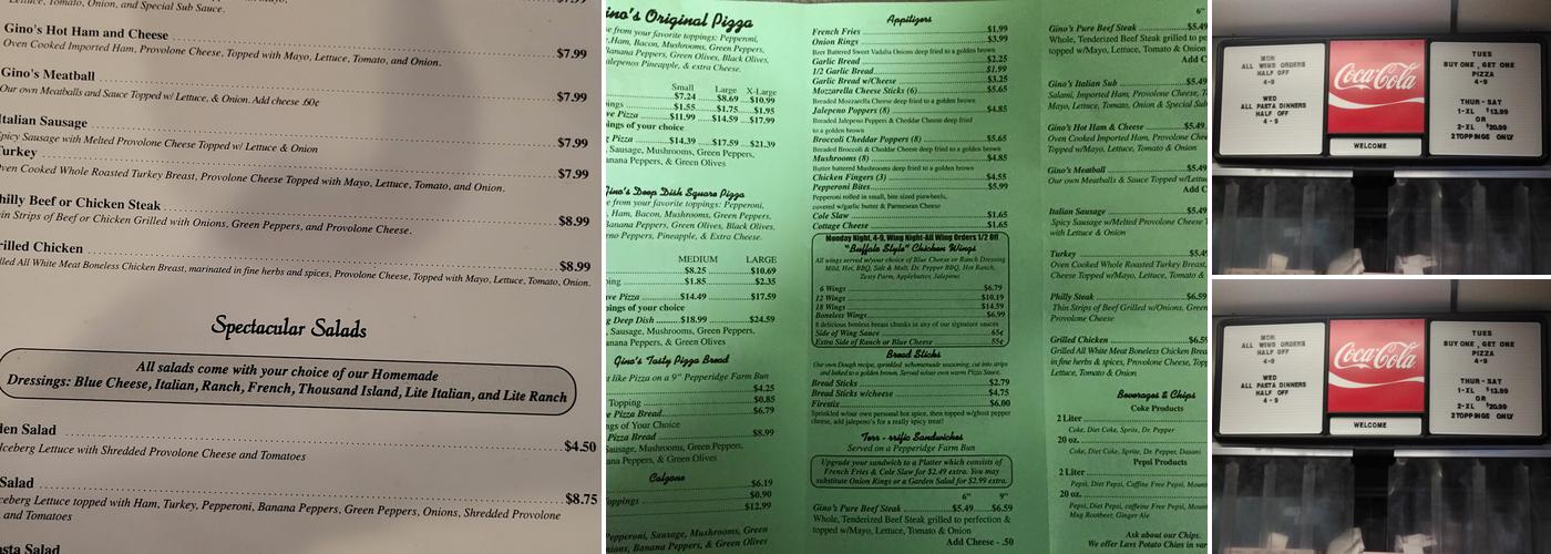 Gino's Pizza & Spaghetti House Menu