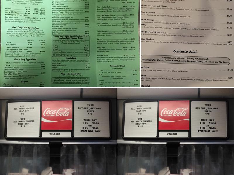 Gino's Pizza & Spaghetti House Menu