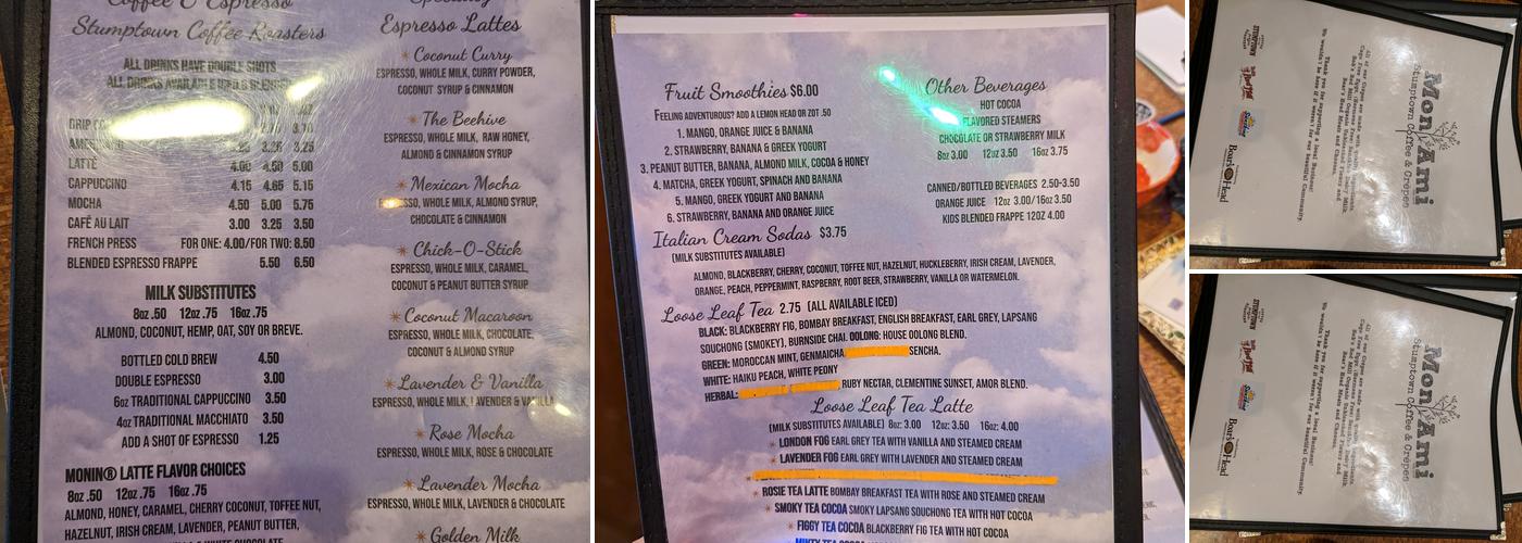 Mon Ami Menu