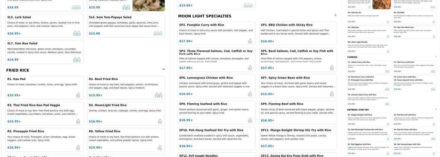Moonlight Thai Menu