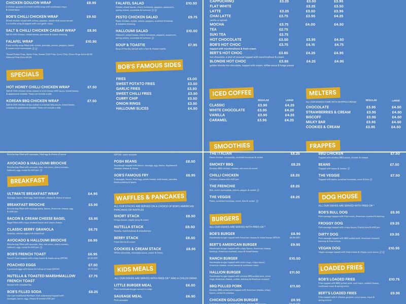 Bob & Berts Ballymoney Menu