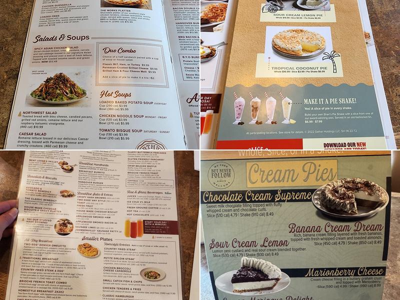 Shari's Cafe and Pies Menu