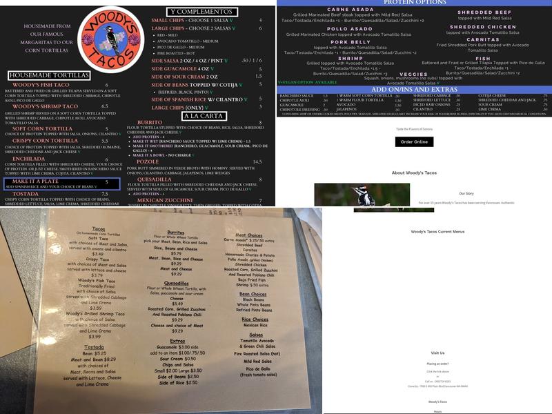 Woody's Tacos Menu