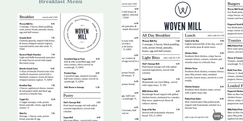 Woven Mill Cafe Menu