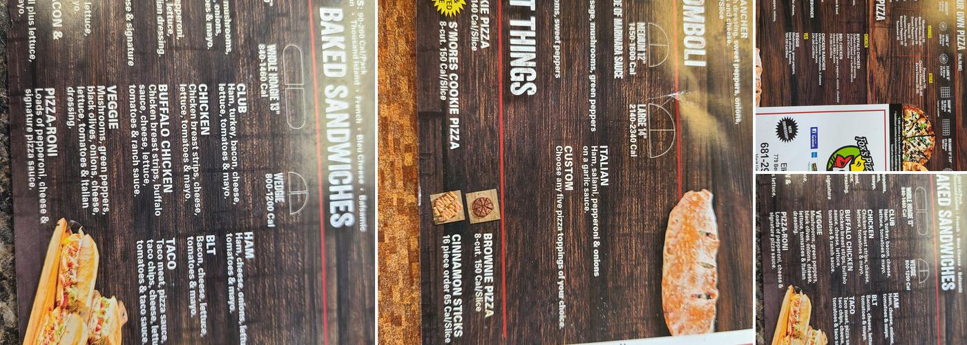 Fox's Pizza Menu