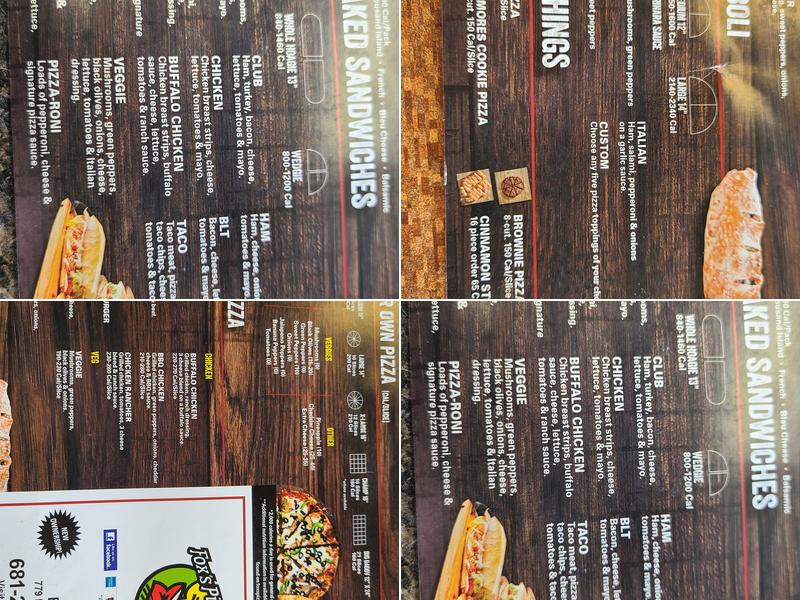 Fox's Pizza Menu