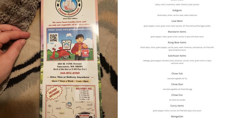 Green Tea Kitchen Menu