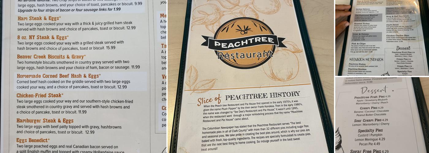 Peachtree Restaurant and pie house Menu