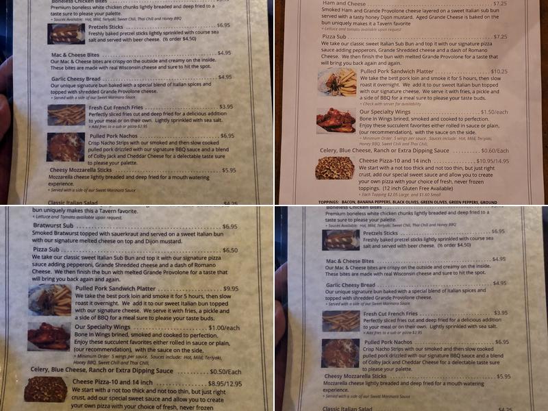 Tavern At The Creek Menu