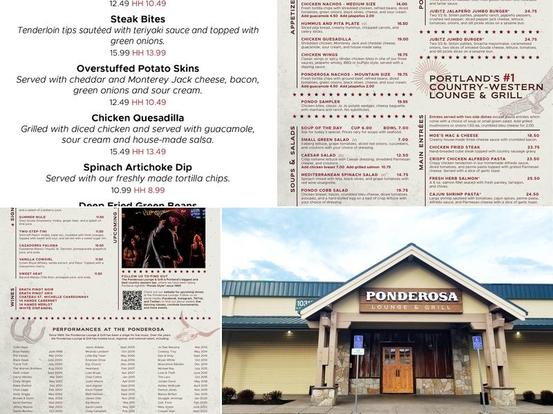 Ponderosa Lounge & Grill Menu