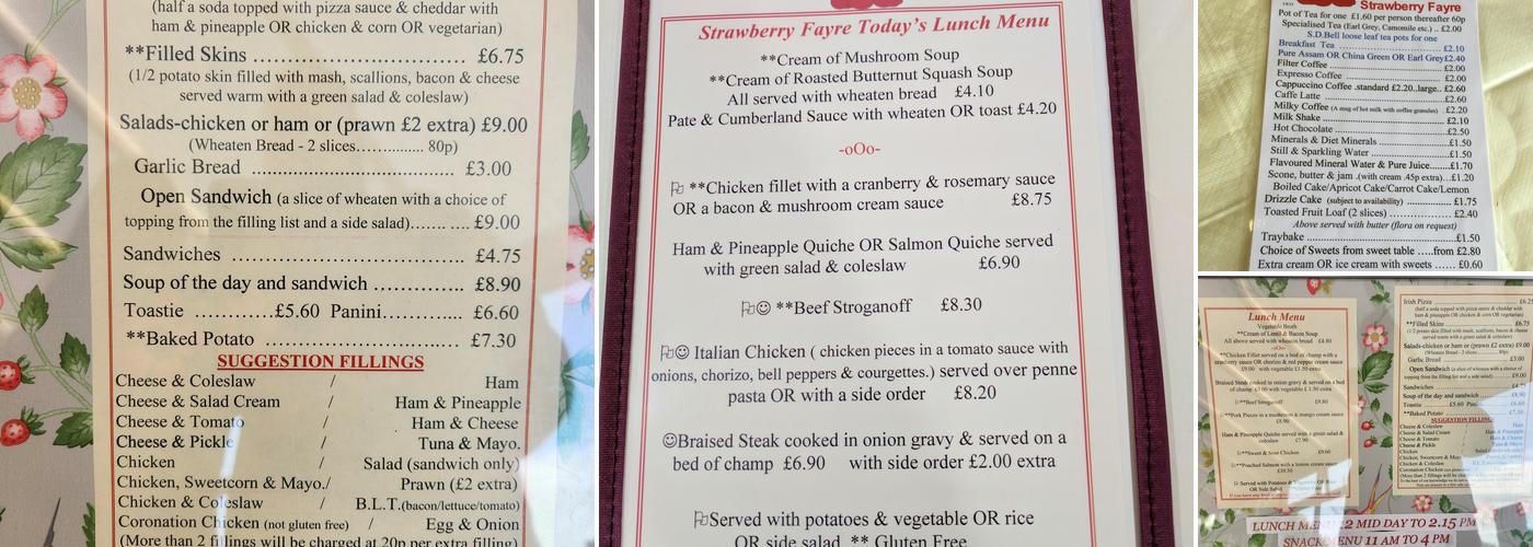 Strawberry Fayre Menu