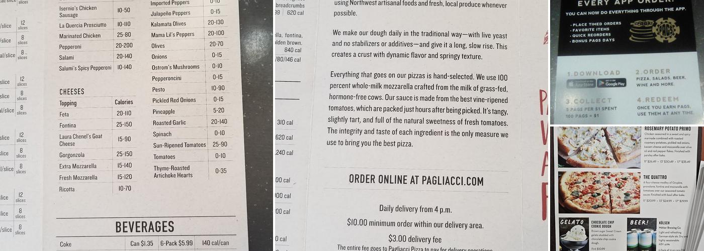 Pagliacci Pizza Menu