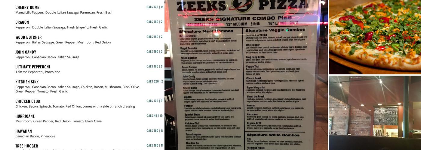 Zeeks Pizza Menu