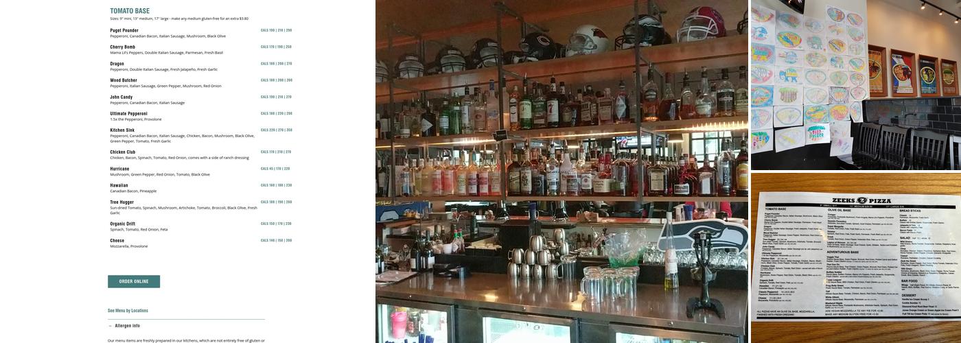 Zeeks Pizza Menu