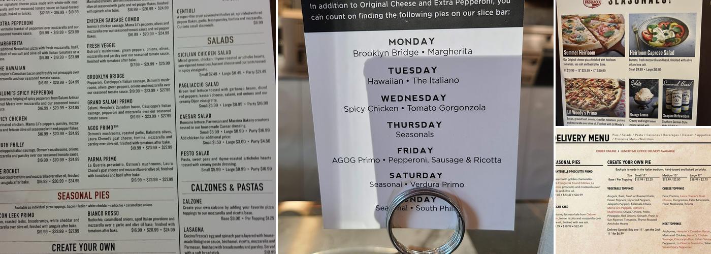 Pagliacci Pizza Menu