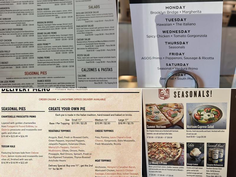 Pagliacci Pizza Menu